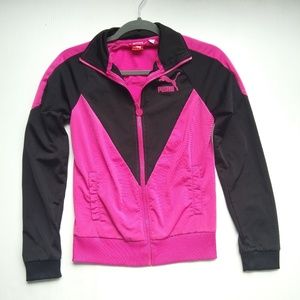 PUMA womens zip-up track jacket 87, pink & black